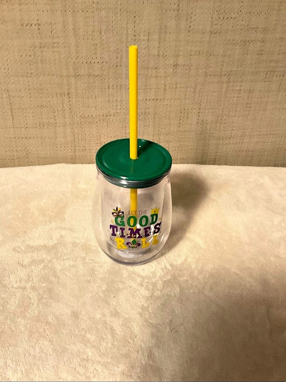 Good Times Roll Tumbler Clear & Green